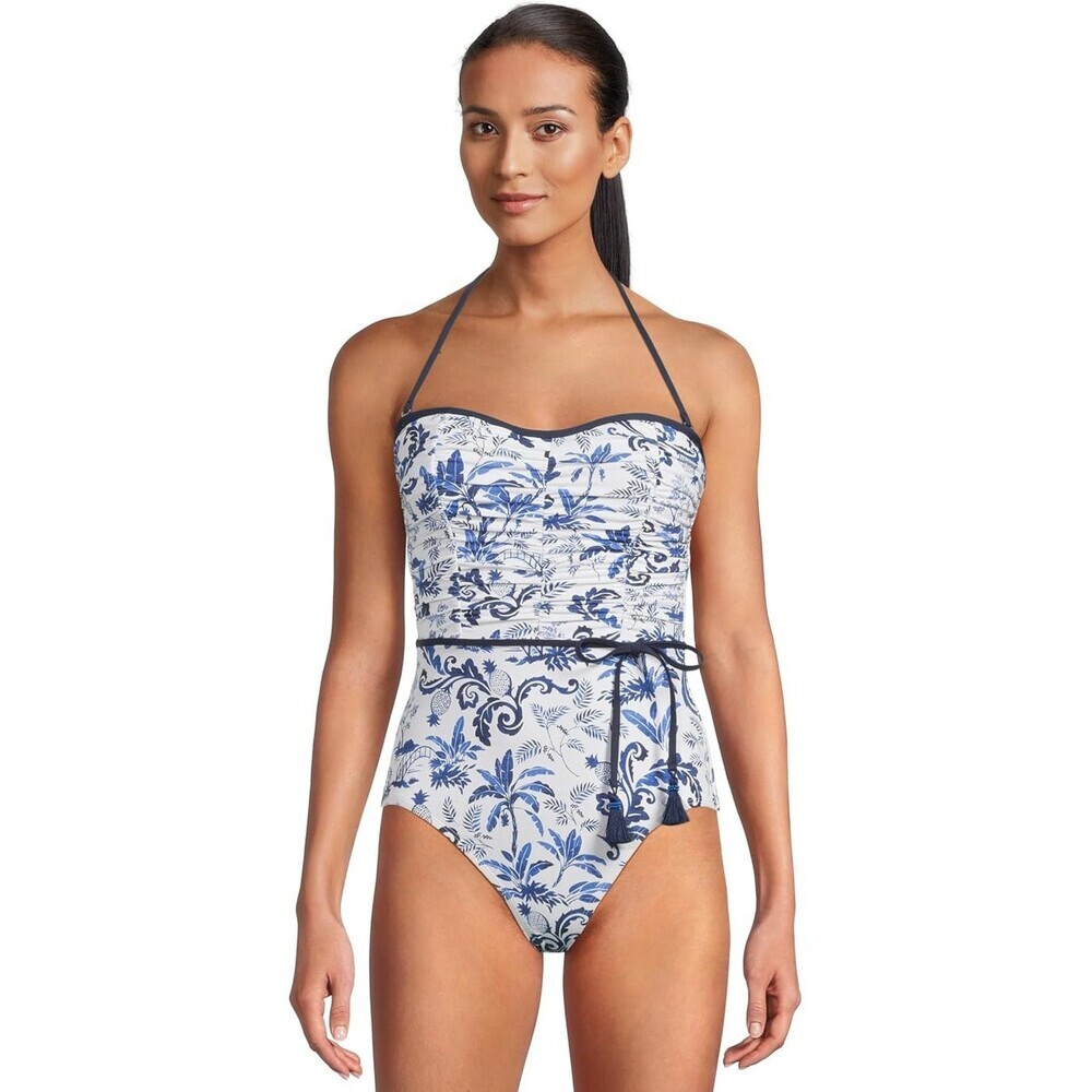 Tommy Bahama Terrazzo Tile Bandeau Swimsuit Women's 16 Blue One-Piece RED1132